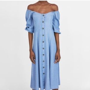 Off the shoulder denim dress